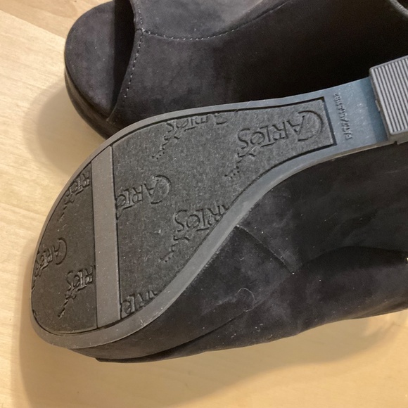 Carlos Santana Black Suede  wedges platform sandals size 7.5 - Picture 2 of 6